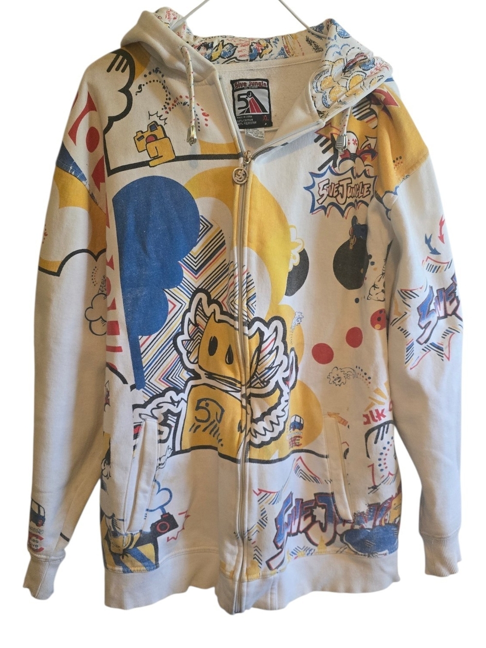 Vintage 5ive Jungle Pop Art Graphic Full-Zip Hoodie – Size XL